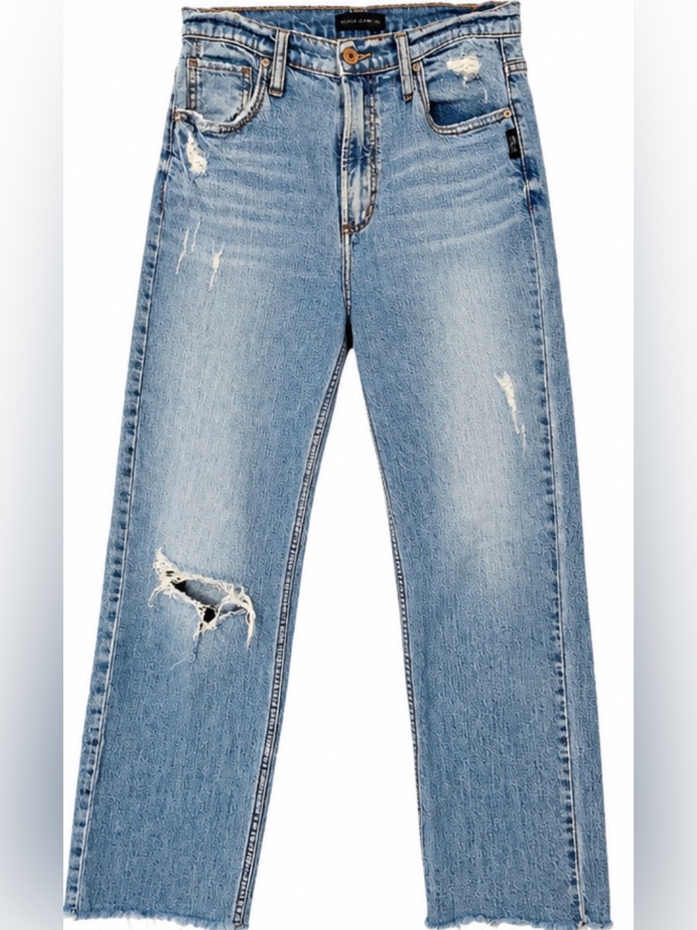 Silver Jeans Light Blue Distressed Straight Leg Jeans
